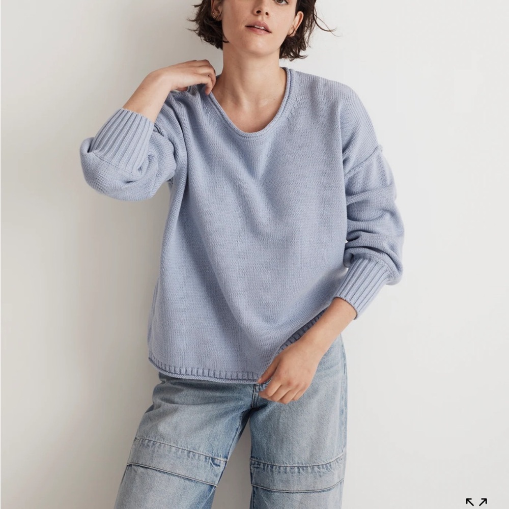 Madewell Conway Blue Crew Neck Sweater Soft Knit